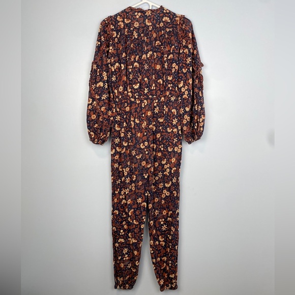 Ulla Johnson Delphine Floral Ruffle Jumpsuit Navy Blue Multi Color Floral Size 4 - Picture 11 of 13